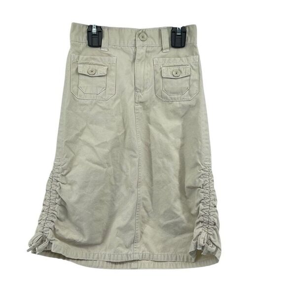 High Sierra Girls Y2K Khaki Cargo Skirt Size 5 Ruched Sides Drawstring Cotton - Picture 14 of 14